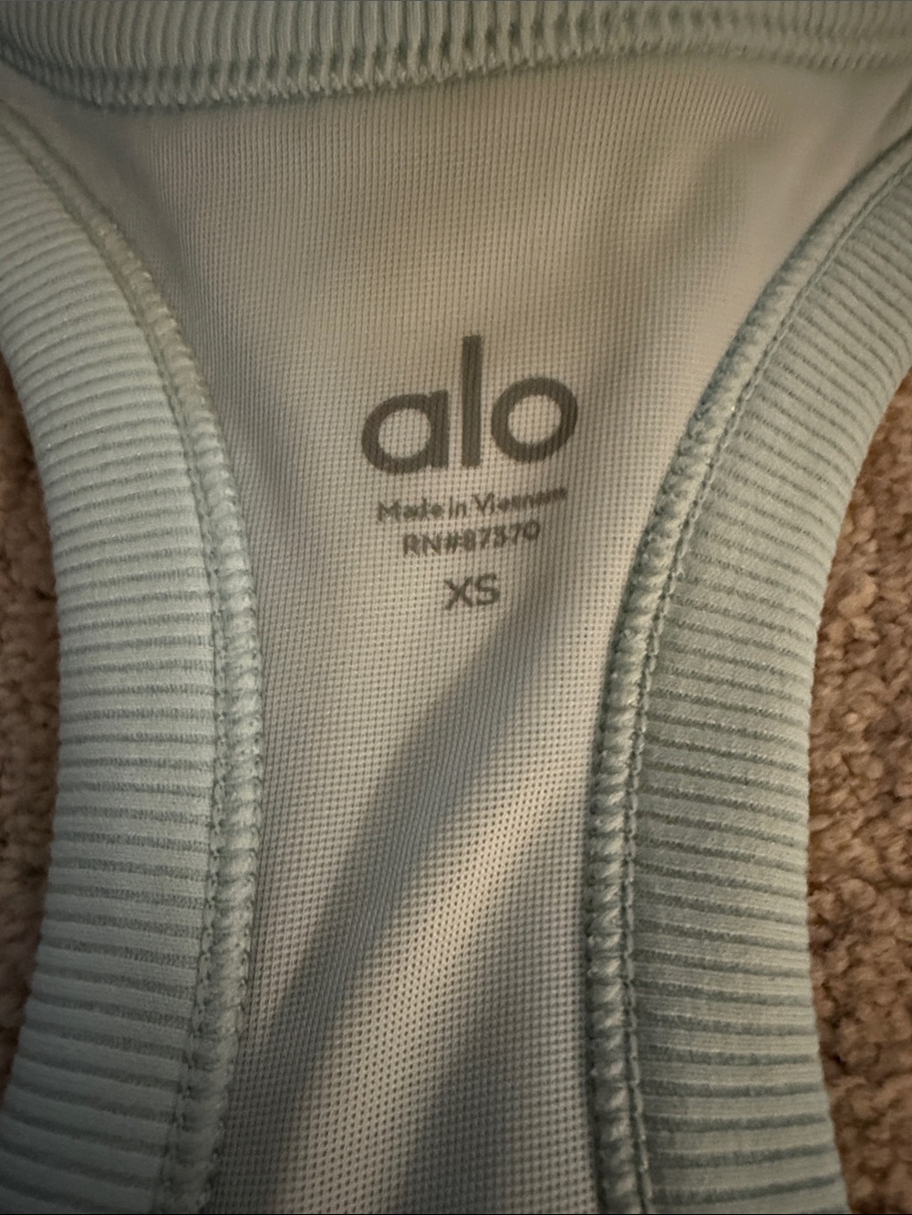 Alo Women’s Light Blue green Ribbed Racerback Tank - Picture 2 of 4